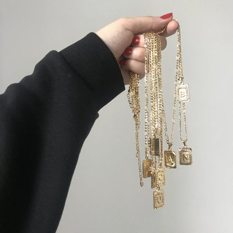 Vintage Dörtgen Harf Kolye