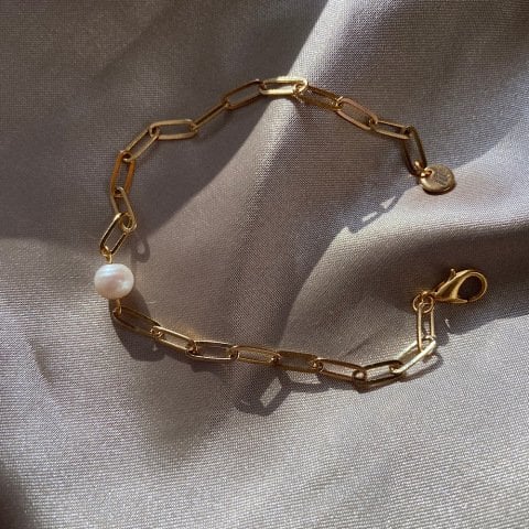 Zincirli Tek İnci Bileklik