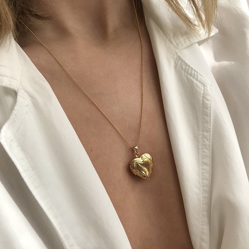 Vintage Hatıra Kalp Kolye