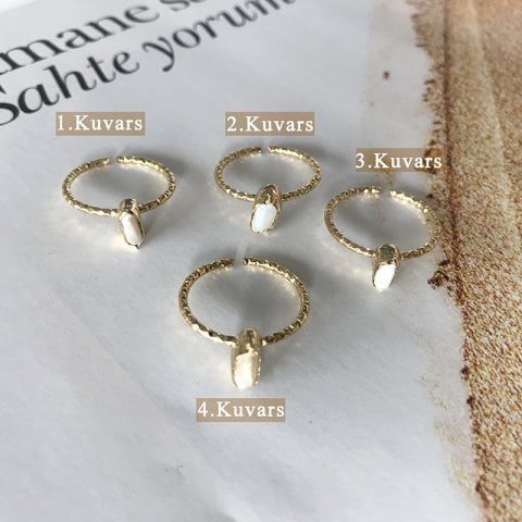 Beyaz Kuvars Doğal Taş Yüzük