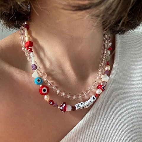 Kuvars Doğal Taş Kolye