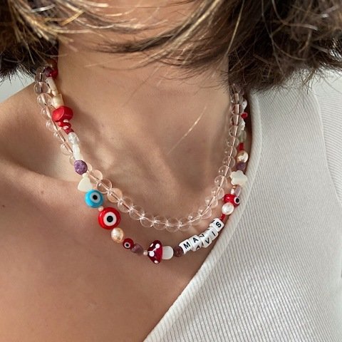 Kuvars Doğal Taş Kolye