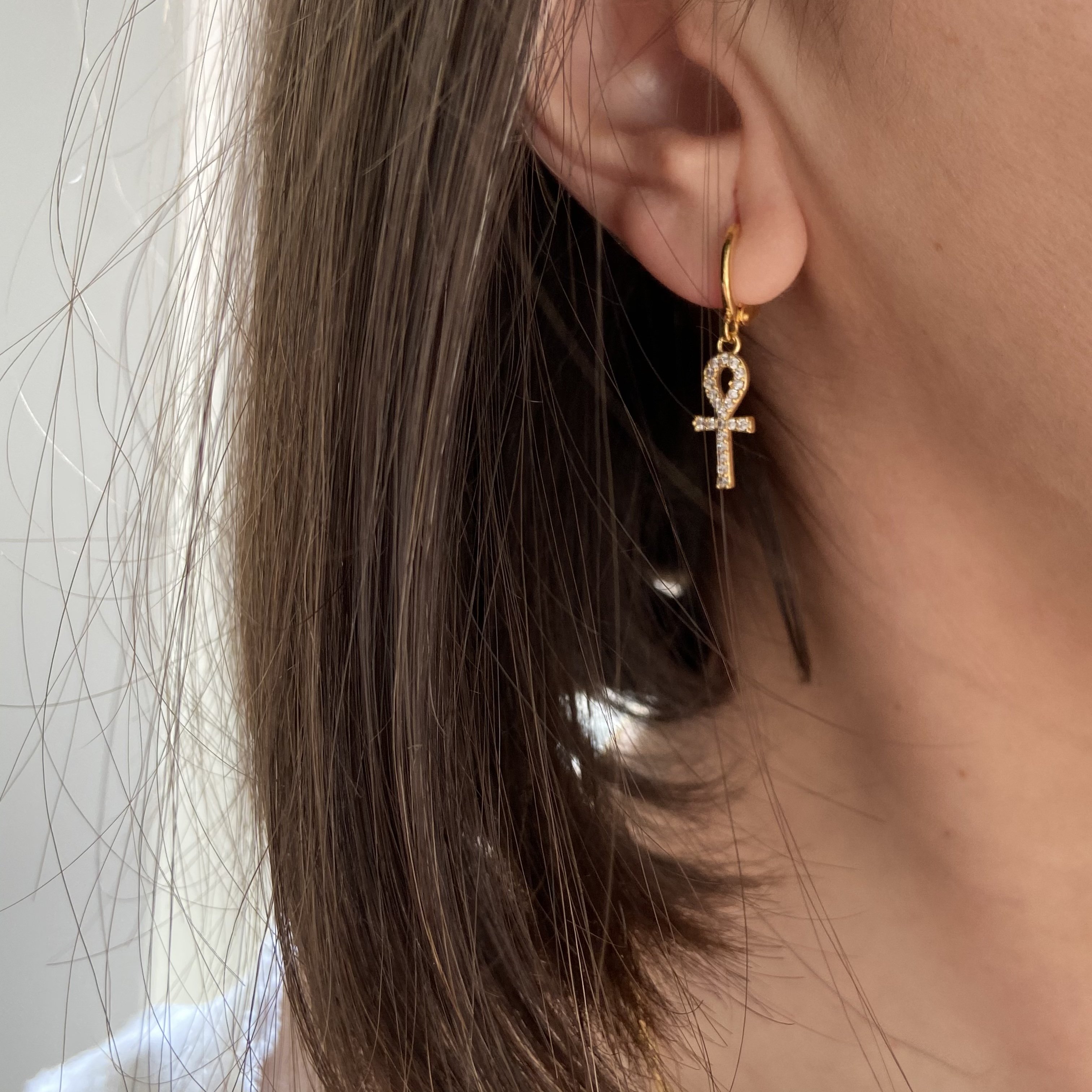 Minimal Ankh Küpe