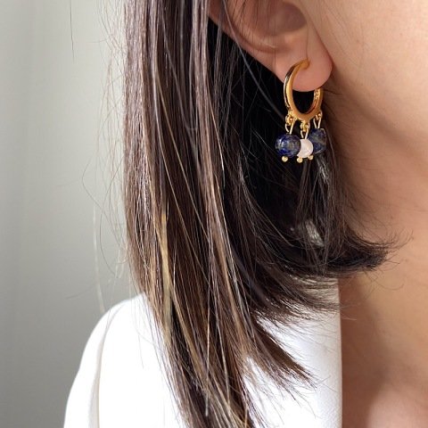 Üçlü Bohemian Lapis Lazuli Küpe