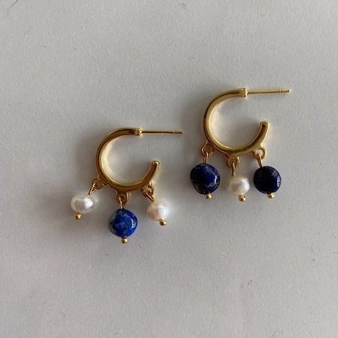 Üçlü Bohemian Lapis Lazuli Küpe
