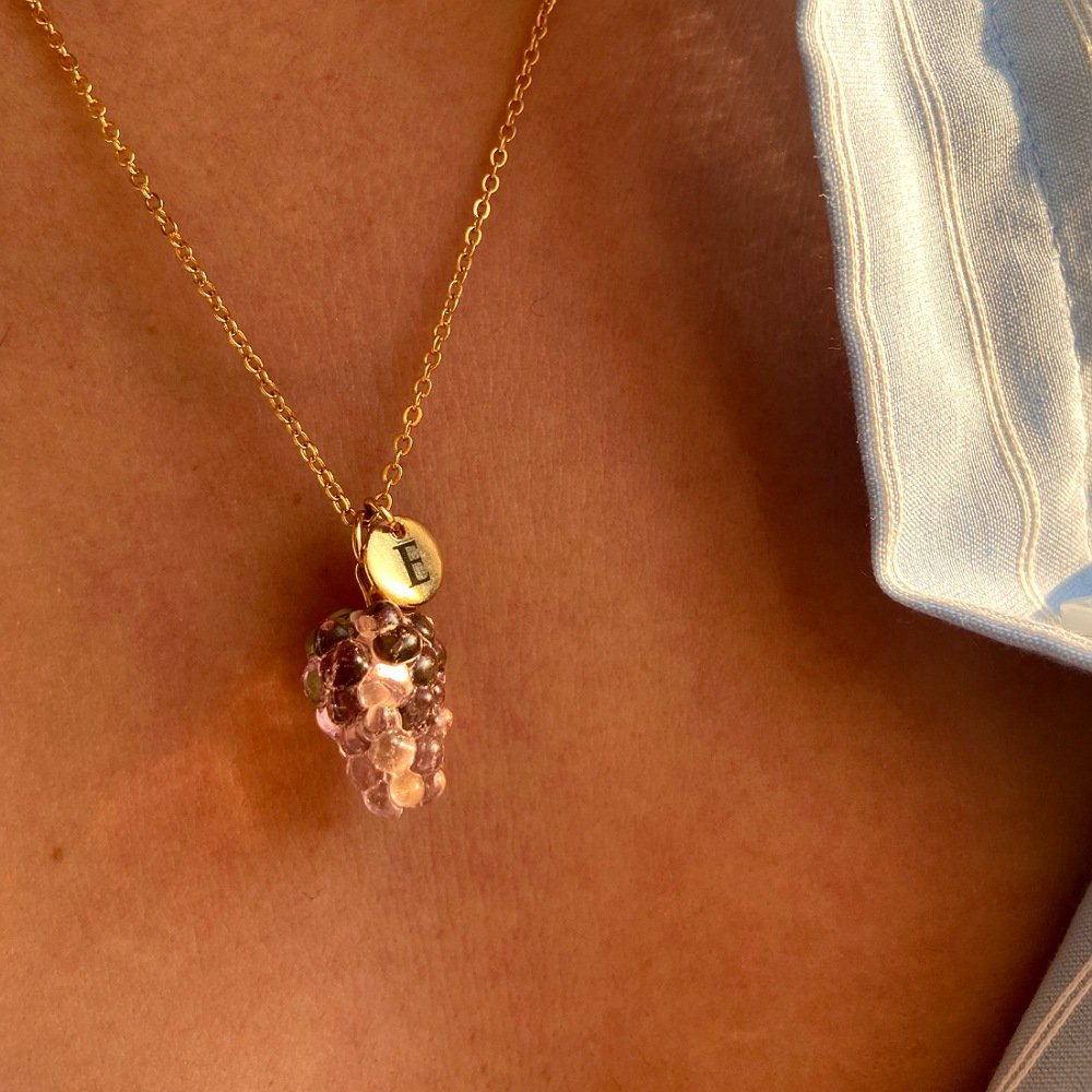 Vintage Murano Üzüm Harfli Kolye