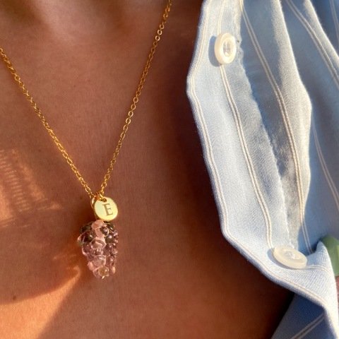 Vintage Murano Üzüm Harfli Kolye