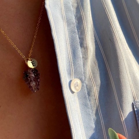 Vintage Murano Üzüm Harfli Kolye