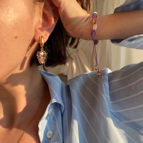 Vintage Üzüm Murano Cam Küpe