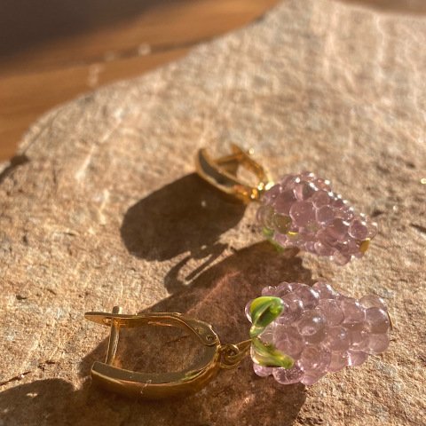 Vintage Üzüm Murano Cam Küpe