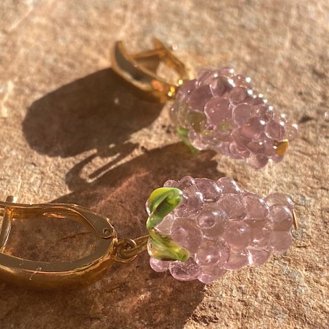 Vintage Üzüm Murano Cam Küpe