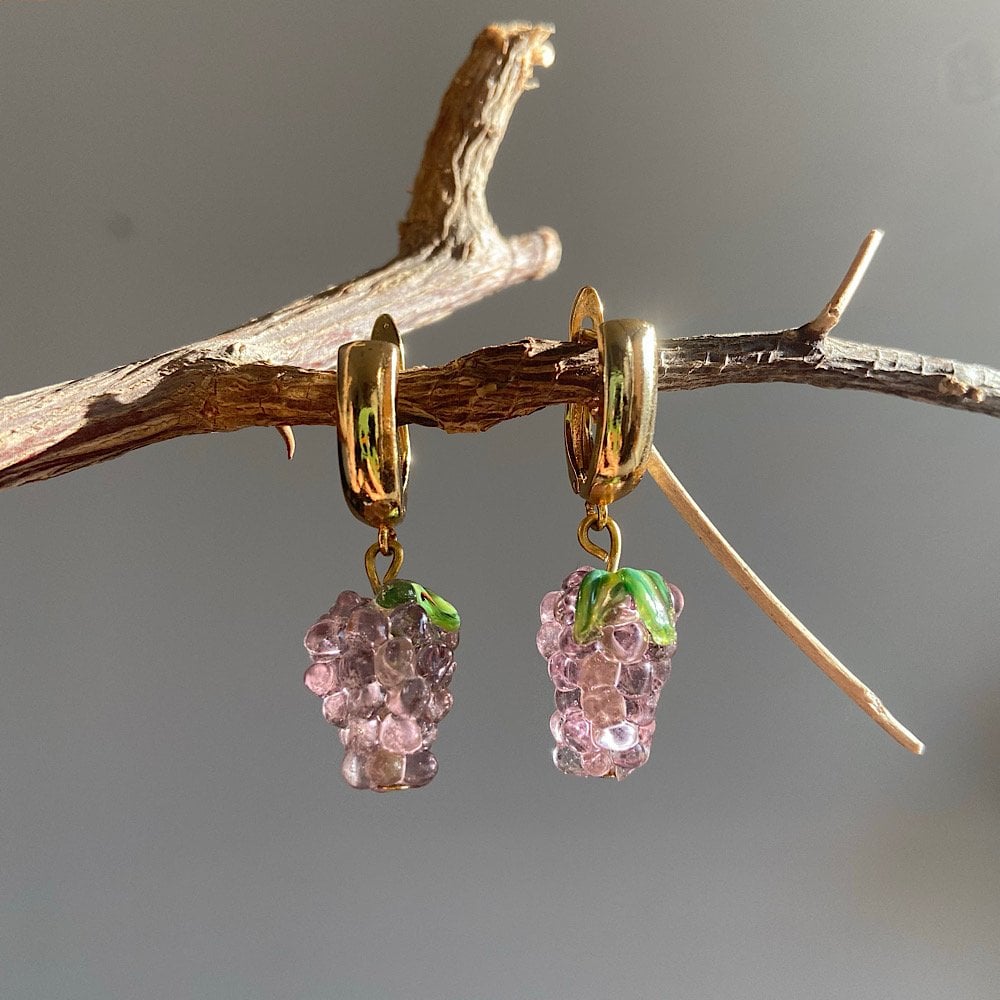 Vintage Üzüm Murano Cam Küpe