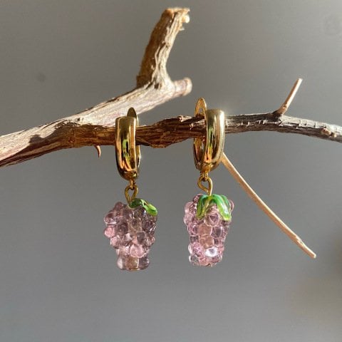 Vintage Üzüm Murano Cam Küpe