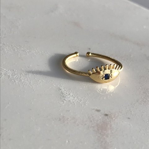 Lacivert Taşlı Göz Yüzük