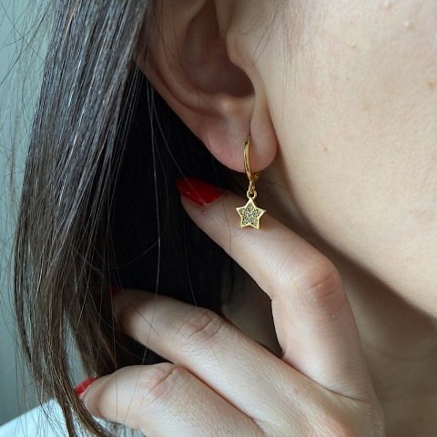 Taşlı Yıldız Küpe