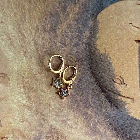 Taşlı Yıldız Küpe