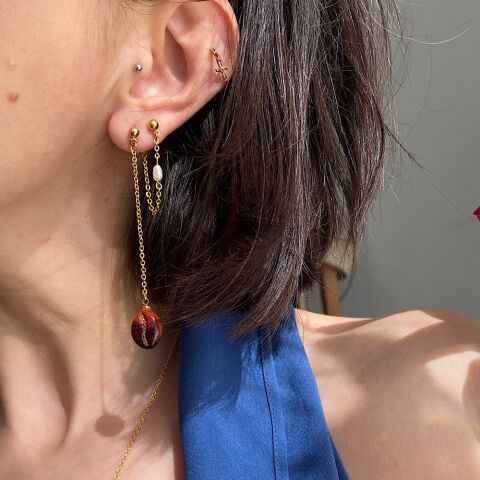 Kahve Çekirdeği Sallantılı Küpe