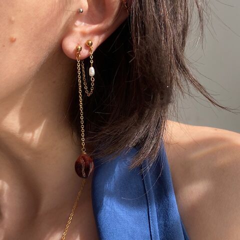 Kahve Çekirdeği Sallantılı Küpe