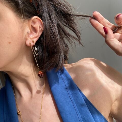 Kahve Çekirdeği Sallantılı Küpe