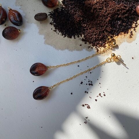 Kahve Çekirdeği Sallantılı Küpe