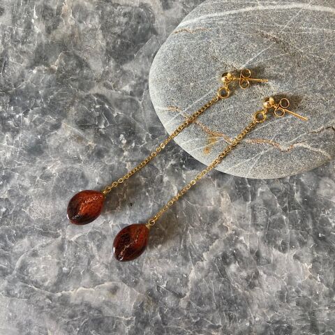 Kahve Çekirdeği Sallantılı Küpe