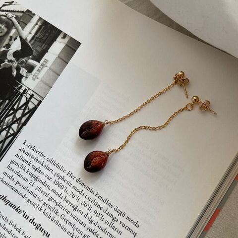 Kahve Çekirdeği Sallantılı Küpe