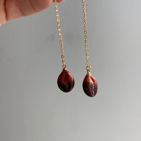 Kahve Çekirdeği Sallantılı Küpe