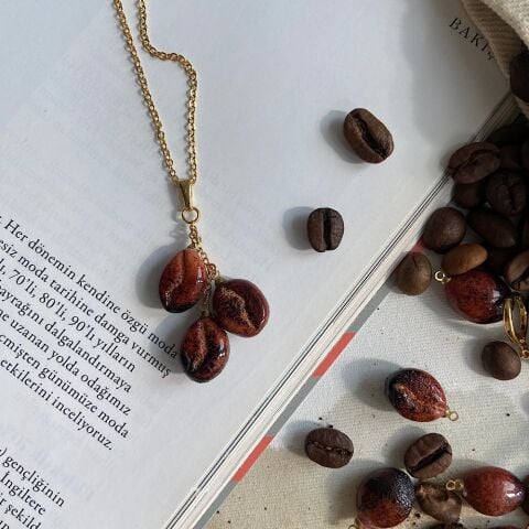 Üçlü Kahve Çekirdeği Kolye