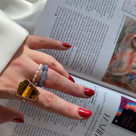 Kaplan Gözü Asimetrik Köşeli Yüzük