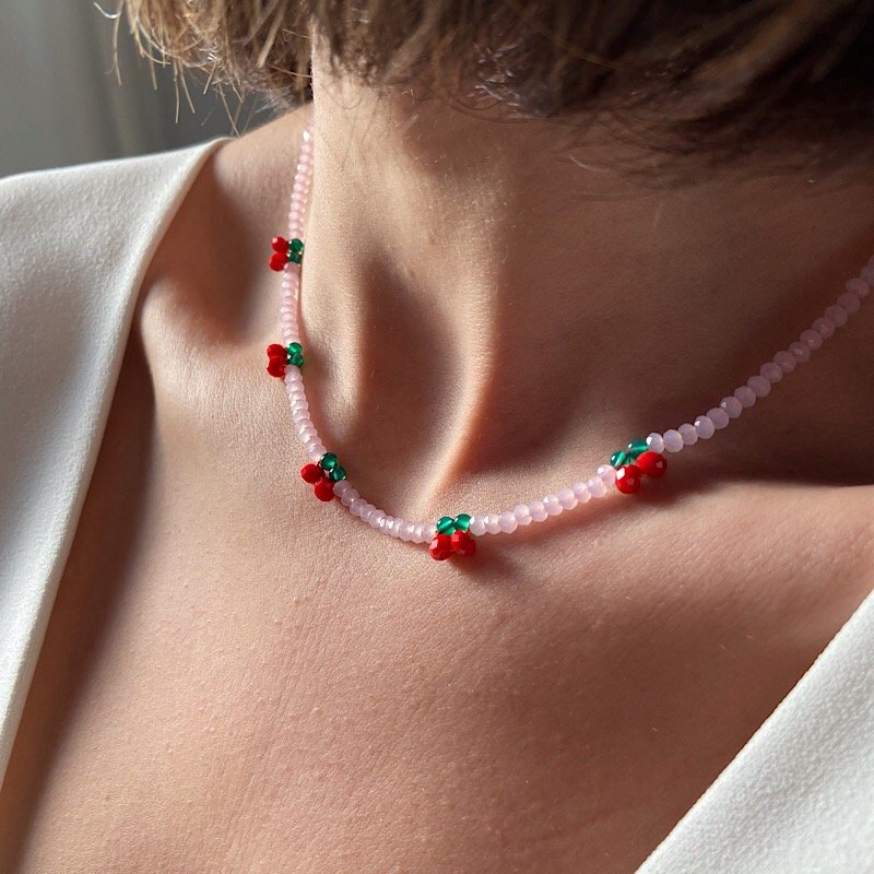 Cherry Kiss Kristal Kiraz Kolye