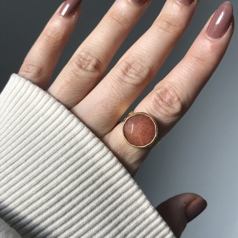 Karnelyan Fasetli Doğal Taş Yüzük