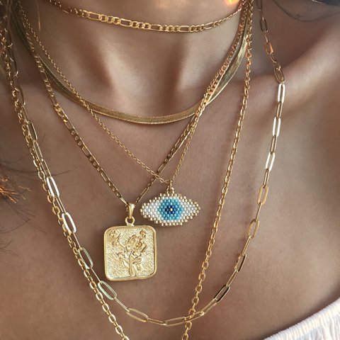 Vintage Kare Gül Madalyon