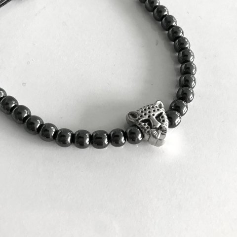 Kaplan Detaylı Hematit Erkek Bileklik