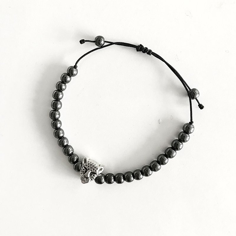 Kaplan Detaylı Hematit Erkek Bileklik