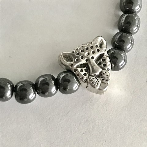 Kaplan Detaylı Hematit Erkek Bileklik