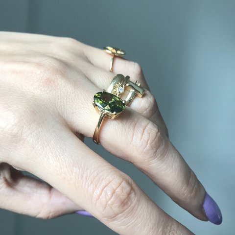 Yeşil Oval Zirkon Yüzük