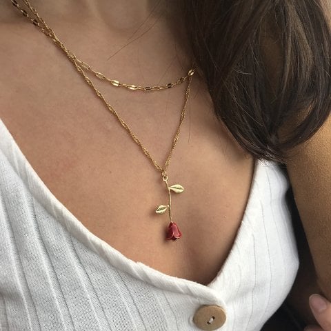 BLOODY Rose Kırmızı Gül Kolye