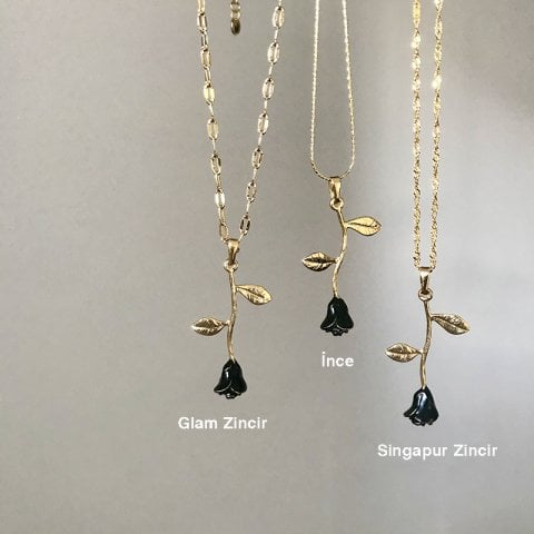 Rose Noire Siyah Gül Kolye