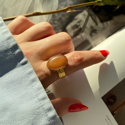 Büyük Oval Karnelyan Doğal Taş Yüzük