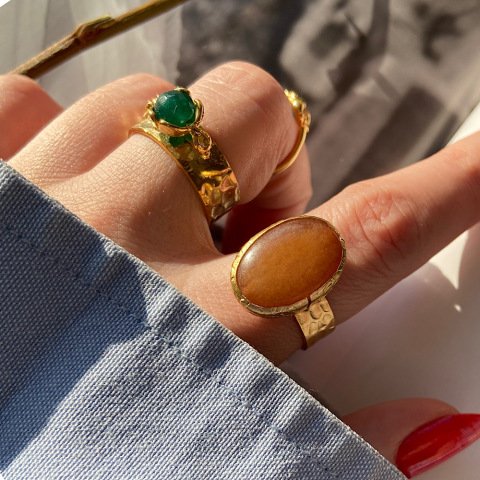 Büyük Oval Karnelyan Doğal Taş Yüzük