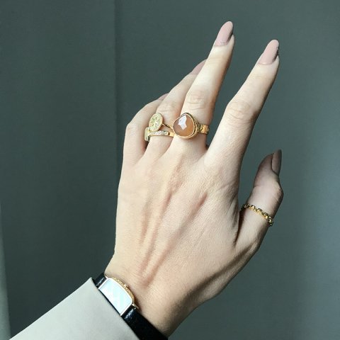 Karnelyan ve Kuvars Doğal Taş Yüzük