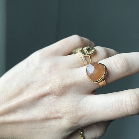 Karnelyan ve Kuvars Doğal Taş Yüzük