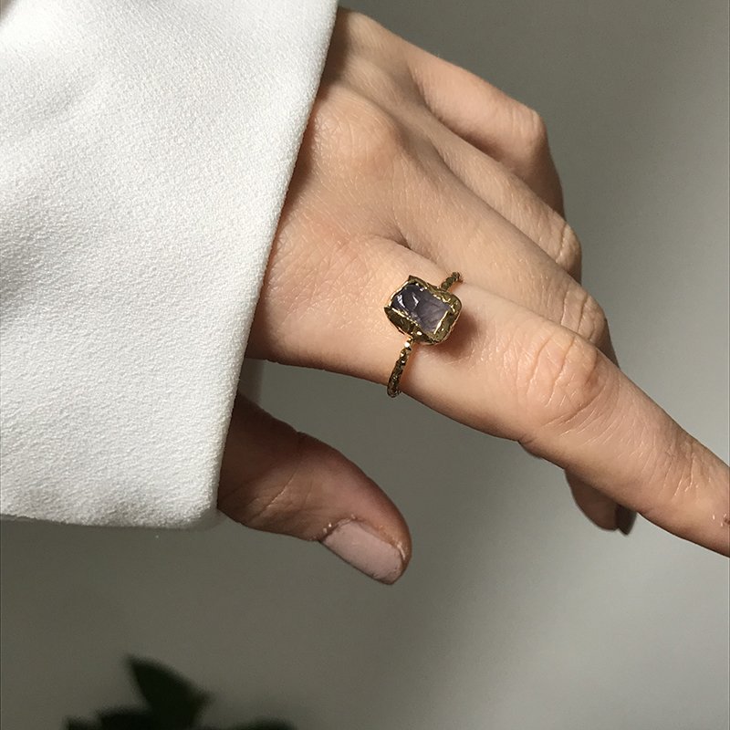 Minimal Ametist Taşı Yüzük