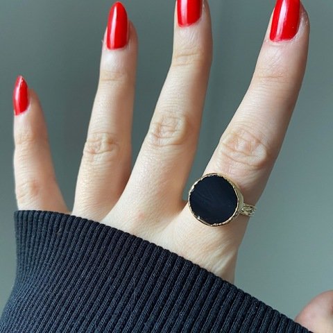 NORWAY 2 Siyah Agat Taşı Yüzük