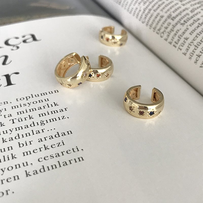 EarCuff Renkli Zirkon Taşlı Küpe