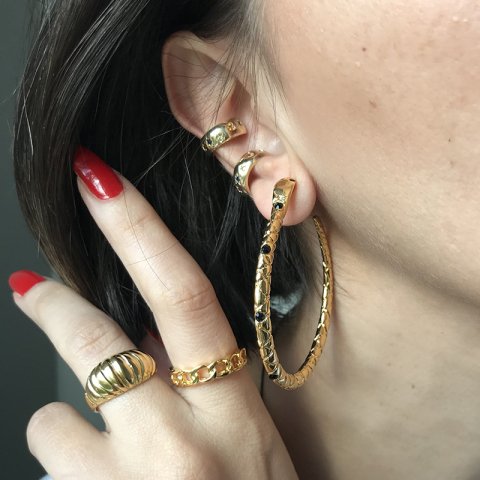 EarCuff Renkli Zirkon Taşlı Küpe