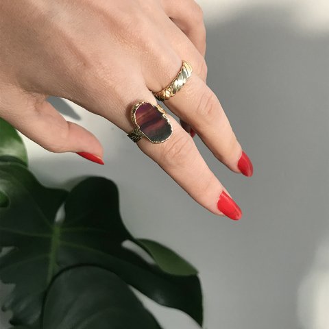 Uluru Agat Doğal Taş Yüzük