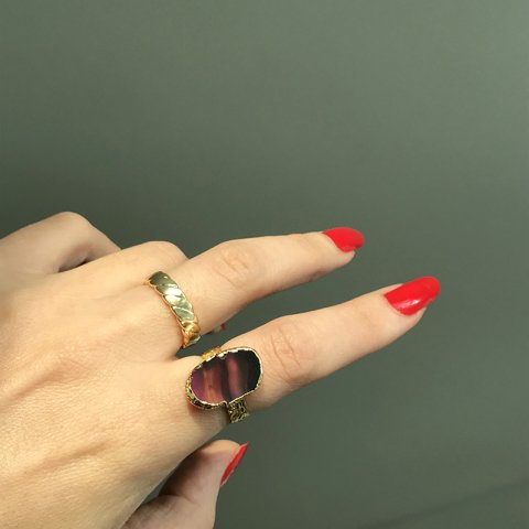 Uluru Agat Doğal Taş Yüzük