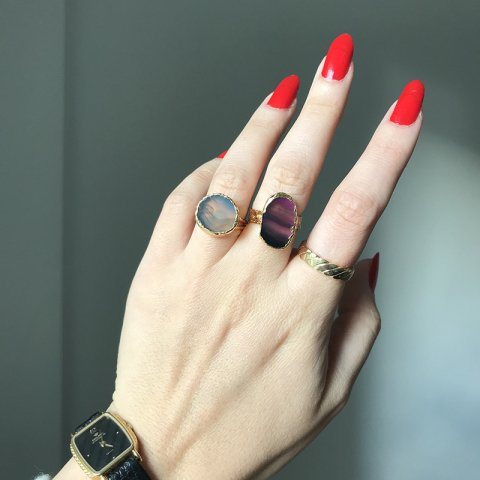 Uluru Agat Doğal Taş Yüzük