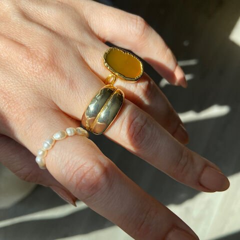 Gobi Agat Doğal Taş Yüzük